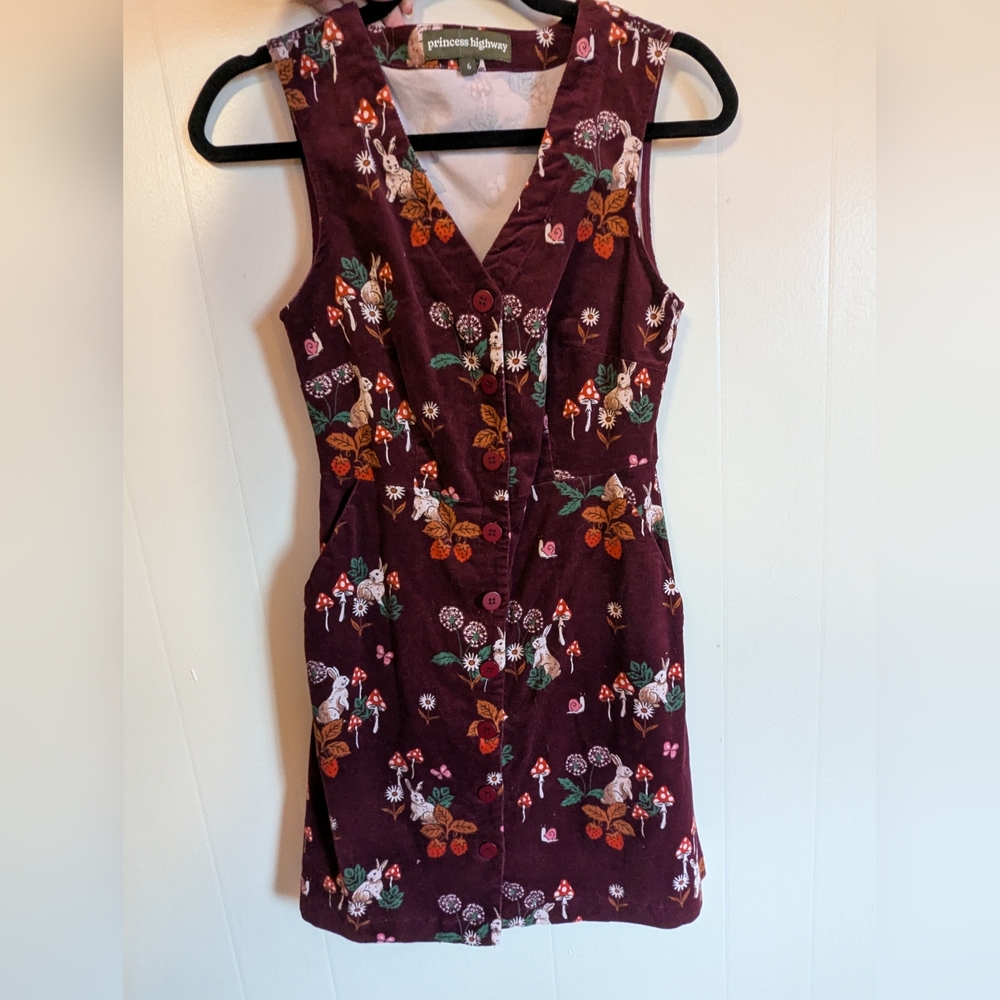 Princess Highway Rabbit And Mushroom Pinafore Mini Dress